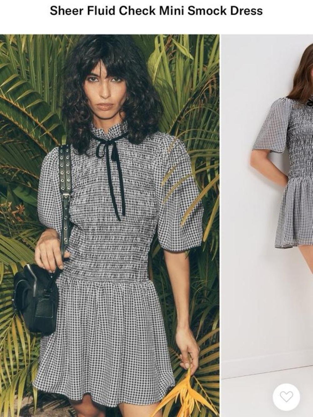 GANNI Sheer Fluid Check Mini Smock Dress, FR 36 (Small)